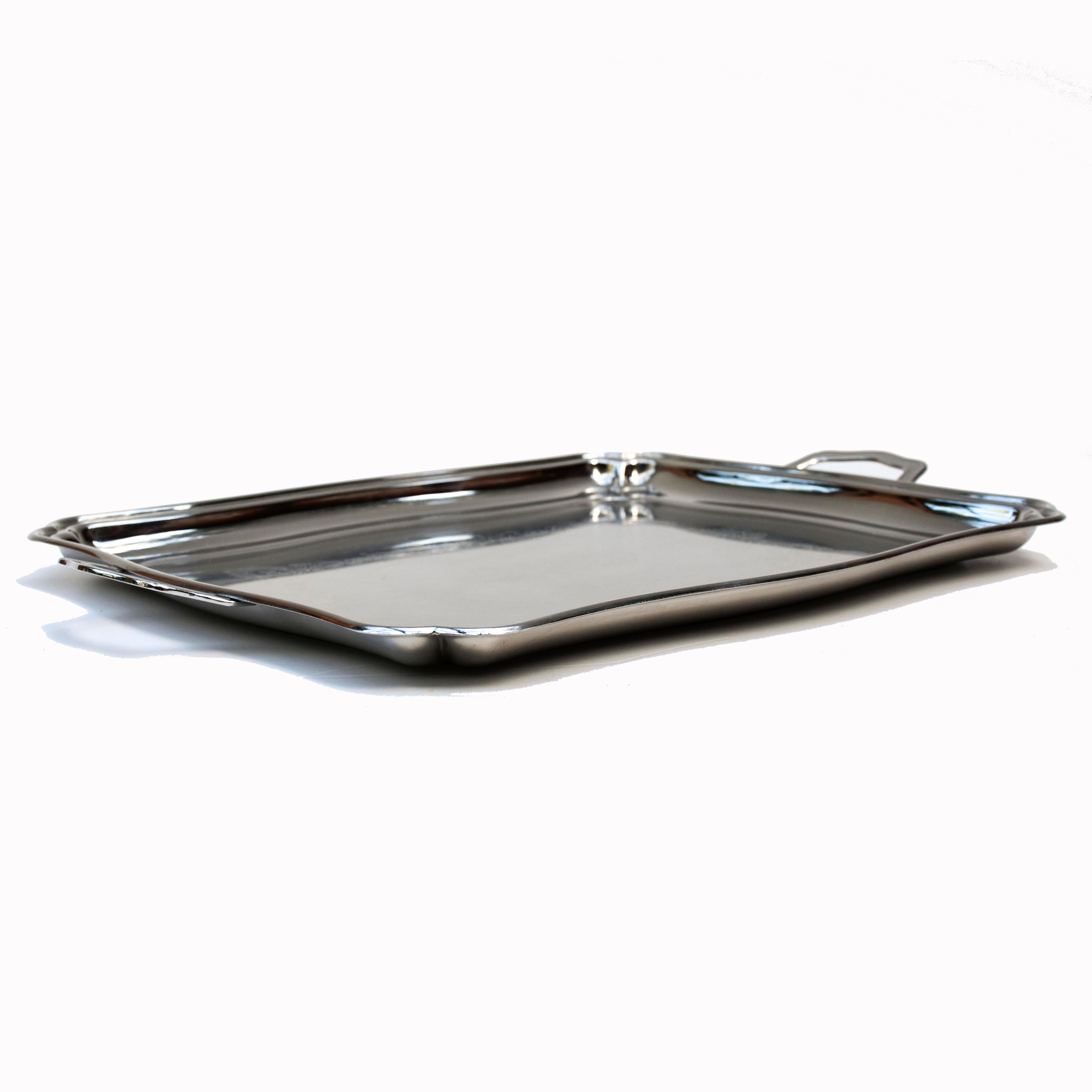Jean Couzon tray in arabesque grey stainless metal
