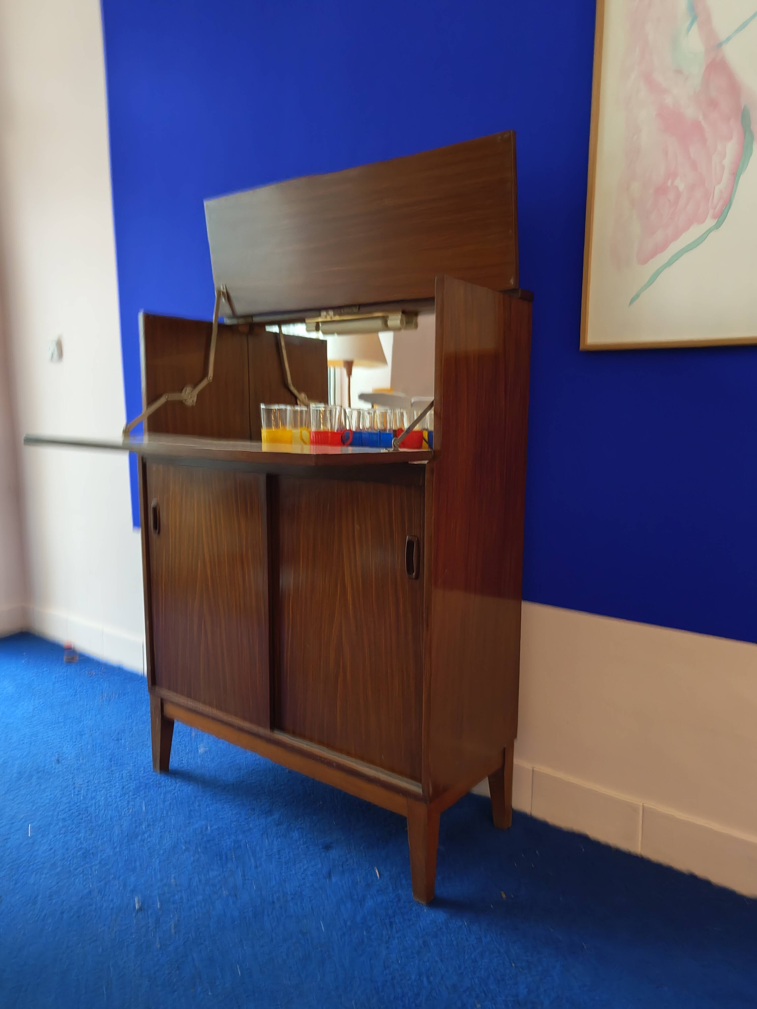 Bar furniture from the 60s Scandinavian in exotic teak vintage design