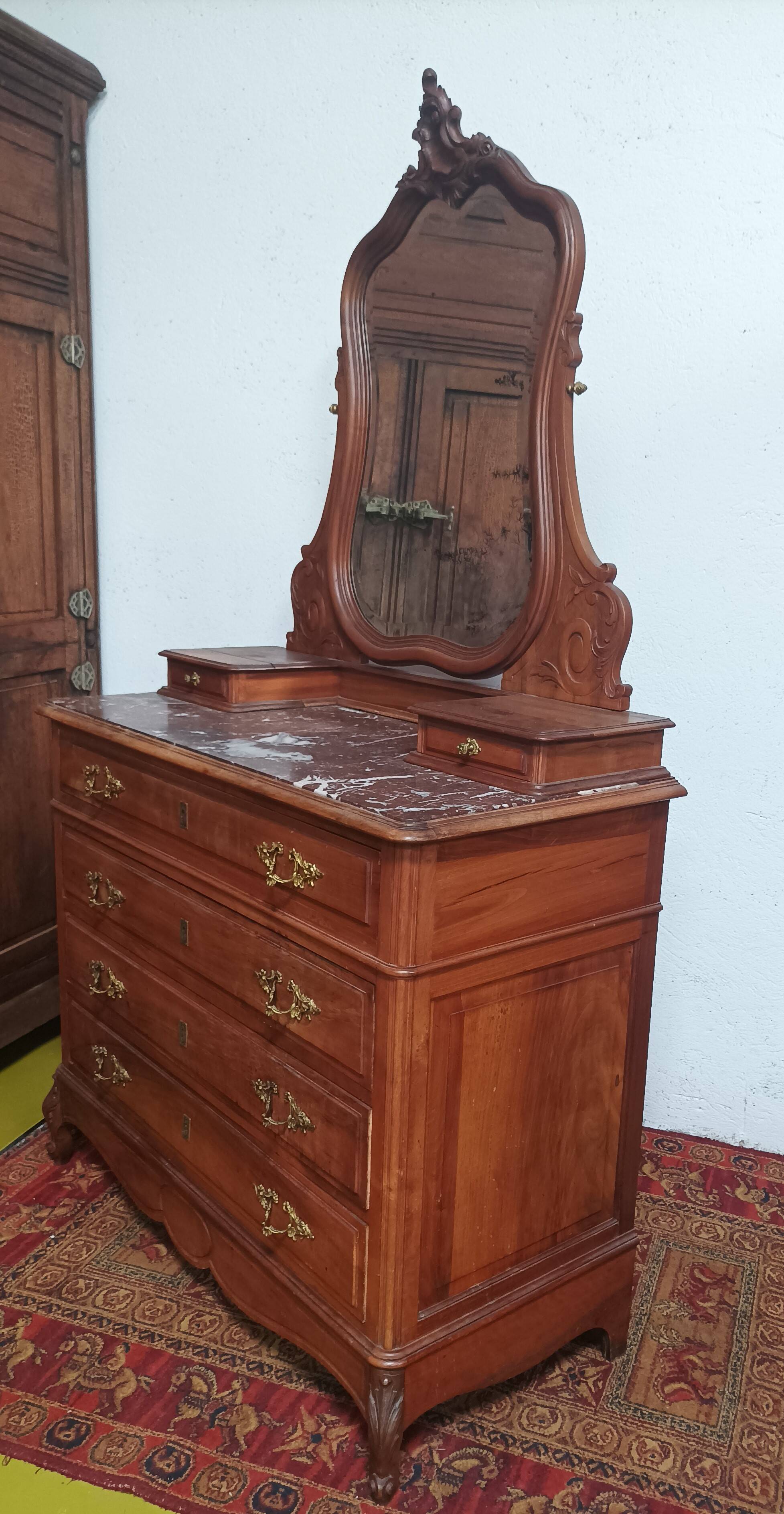 Louis XV walnut dressing table chest of drawers