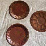 Set of three antique brass trays mamluk style late 19th century