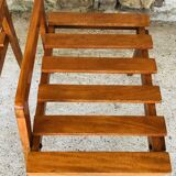 Pair of slatted side tables, Scandinavian style, 60s