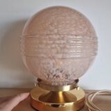 Pink Clichy glass globe in touch lamp