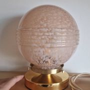 Pink Clichy glass globe in touch lamp