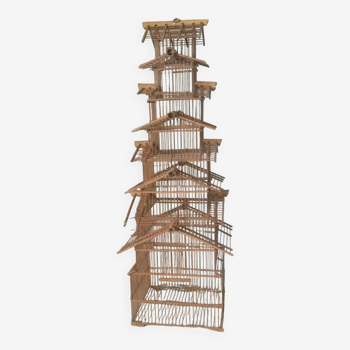 Large wood and bamboo bird cage