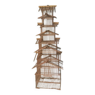 Large wood and bamboo bird cage