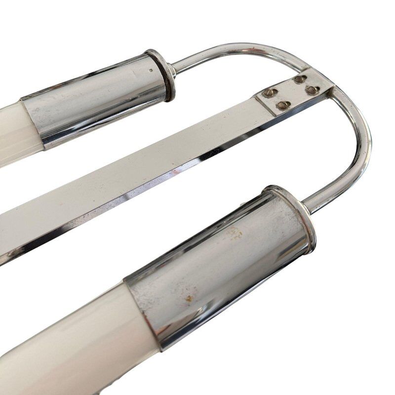 Streamline modern ceiling lamp in chrome with neon tubes, Germany, 1935
