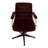 Fauteuil velours marron