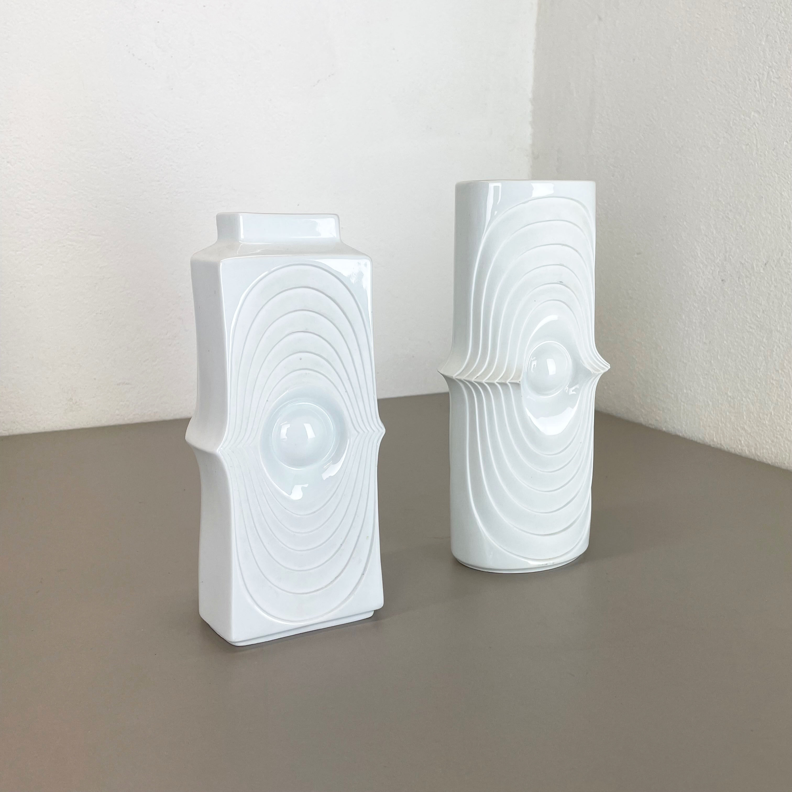 Set of 2 original porcelain op art vase made by Royal Bavaria Kpm Germany, 1970s