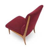 Set of wooden and boucle chairs, 1940s