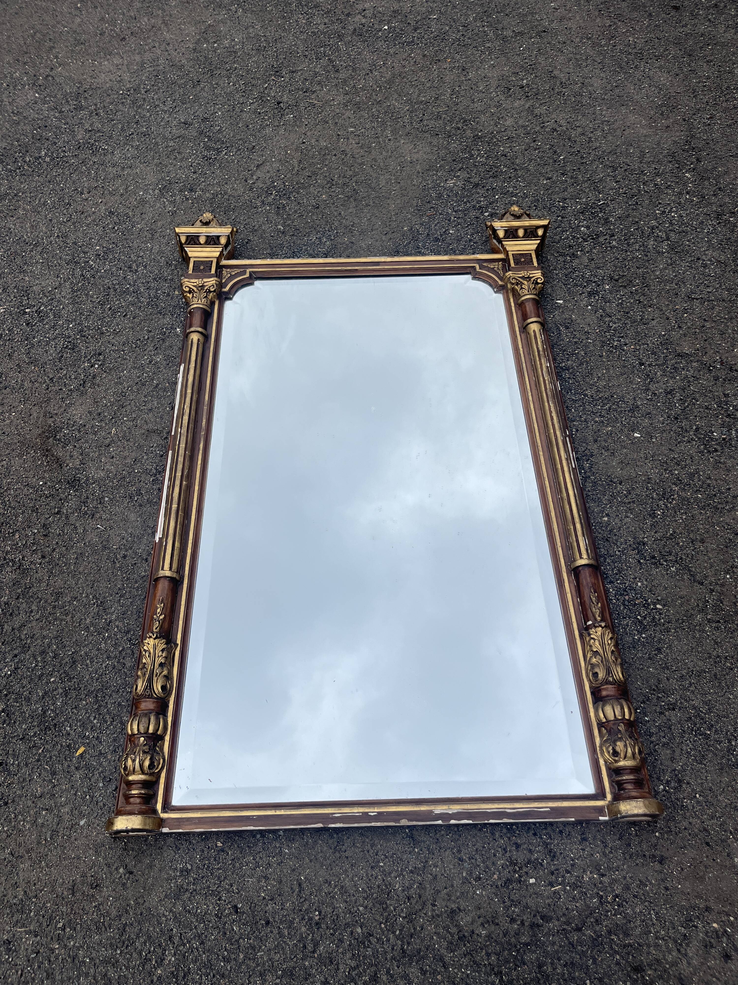 Large antique mirror 144 cm in Empire style - Trumeau or fireplace mirror