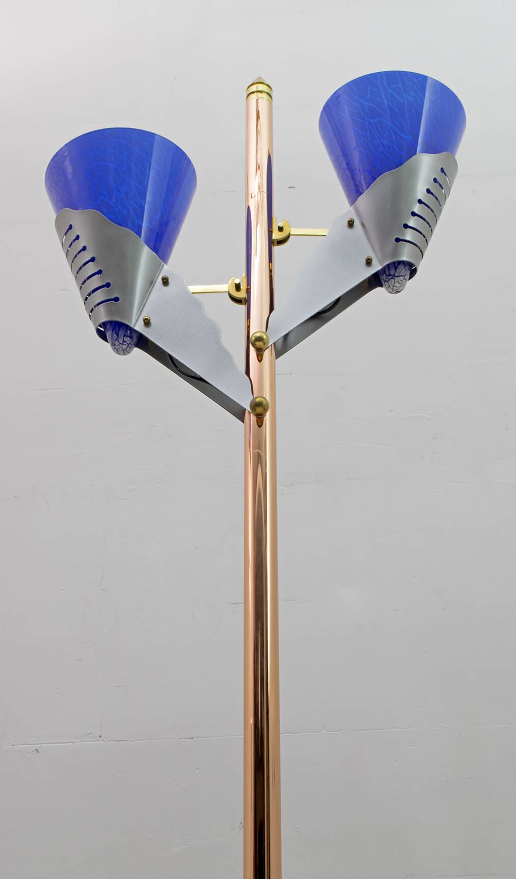 Relco Milano Modernist Italian Murano Glass and Brass Floor Lamp, 1980s