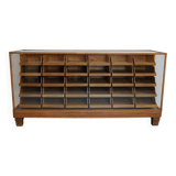 Meuble de mercerie ou comptoir de magasin ancien en érable et chêne britannique, années 1930