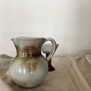 Carafe vintrage à eau / orangeade en céramique émaillée, 1950