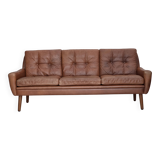 1970s, 3-seater Danish sofa, brown furniture leather with patina.