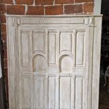 patinated wooden headboard