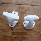 Set of 2 white porcelain coat hooks
