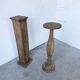 Paire de sellettes colonnes en bois 1950