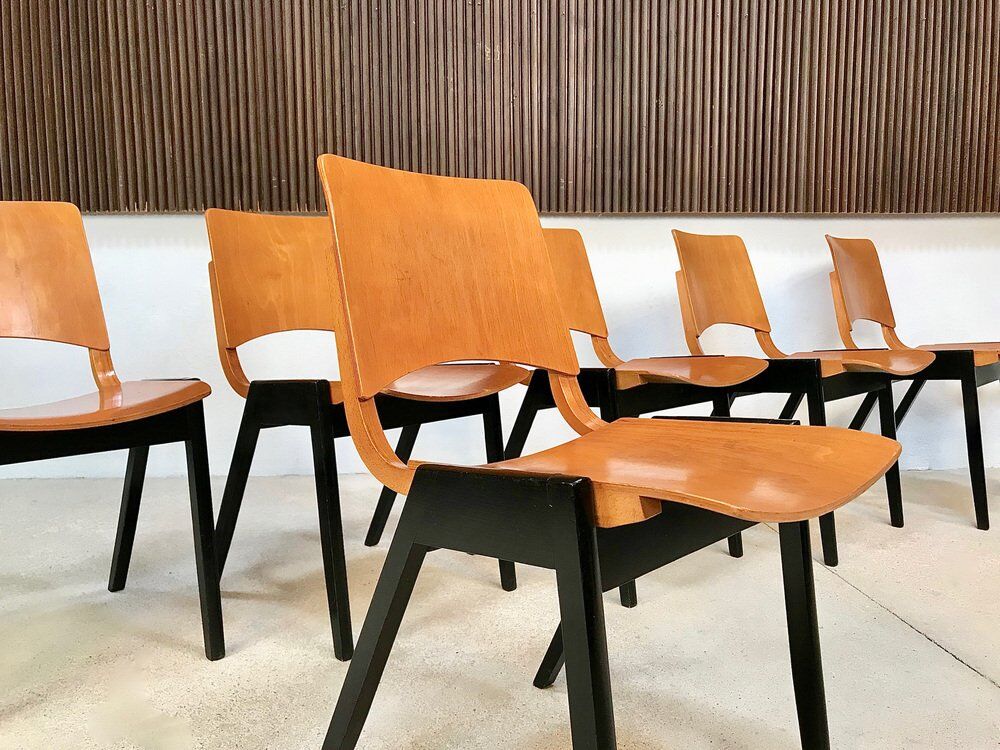 Model P7 Stackable Dining Chairs by Roland Rainer for Pollak, Set of 6