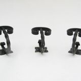 Set of 3 small twisted wrought iron coat hooks