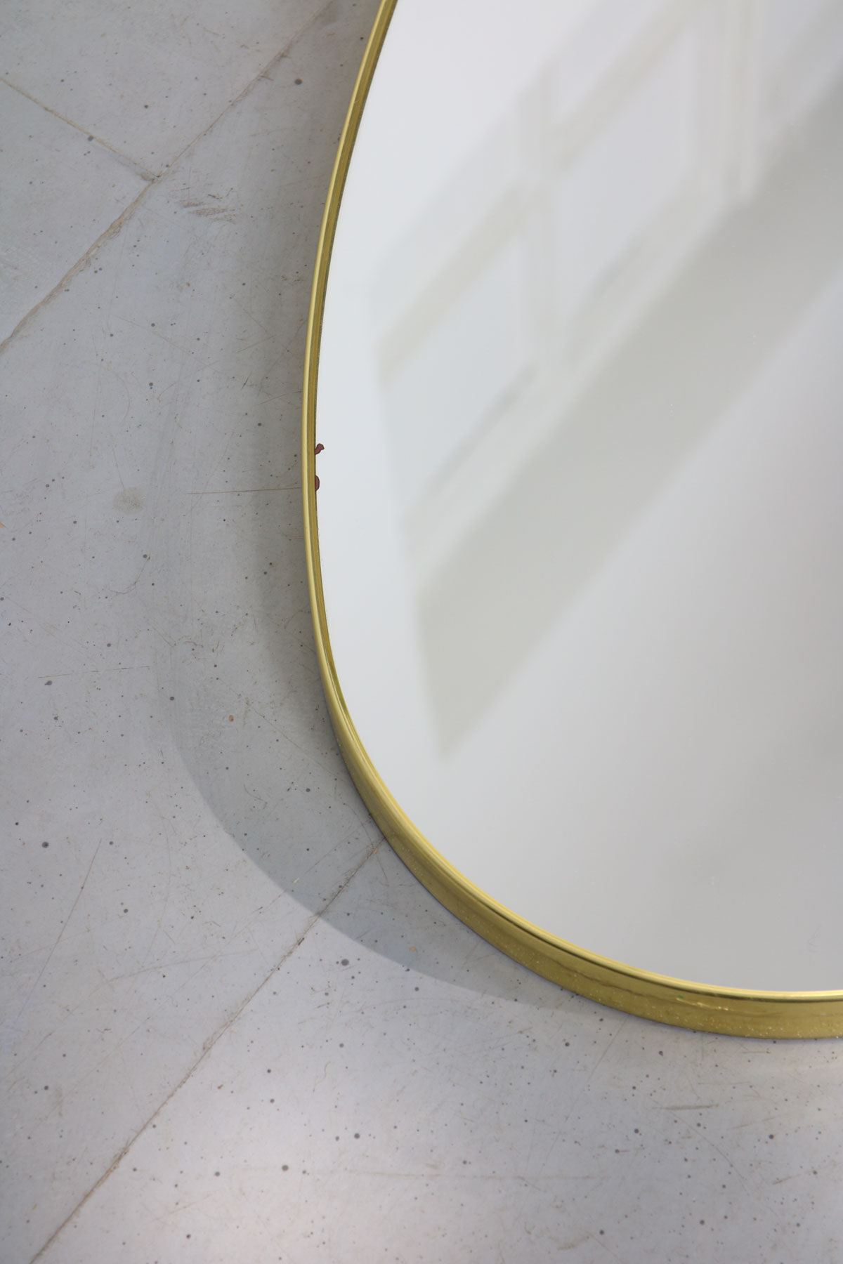 Vintage oval golden frame mirror, 70s
