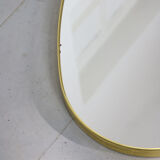 Vintage oval golden frame mirror, 70s