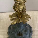 Louis XV candlestick in solid bronze openwork pewter base early twentieth century