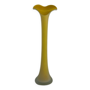 vase vintage en pâte - verre jaune