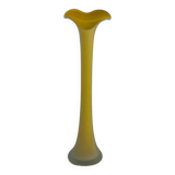 Vase vintage en pâte de verre jaune