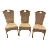 3 rattan and bamboo chairs