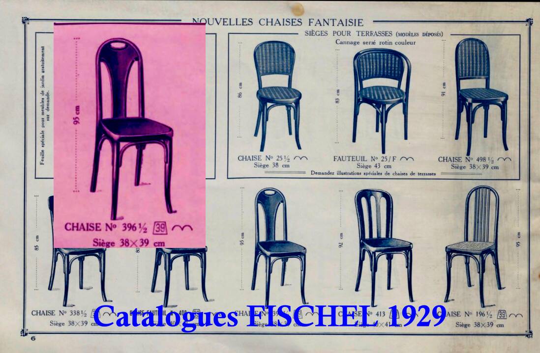 Fischel chair N°396 circa 1929, variant of Thonet 738/XI