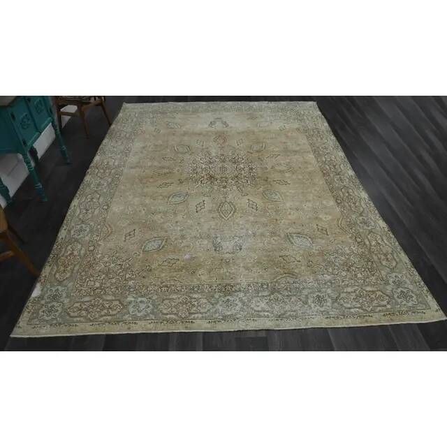 1970s Vintage Persian Handknotted Wool Brown Oversize Area Rug 288x385