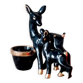 Faience candlestick Doe and its Fawn