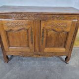 Low Norman sideboard carved in 19th century oak