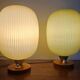 Rare Pair of Table Lamps, Glass and Wood, 1960s