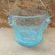 Antique BIOT Style Ice Bucket Blue Bubble Blown Glass Vintage #B620
