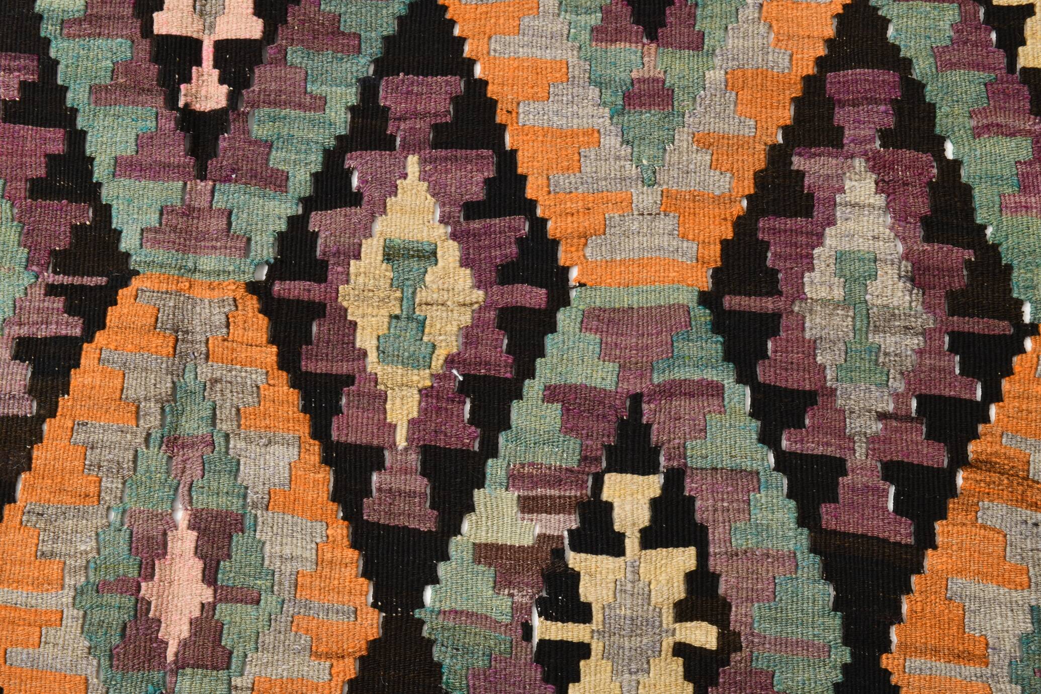 5x7 Purple & Orange Geometric Style Kilim Rug, 162x218Cm