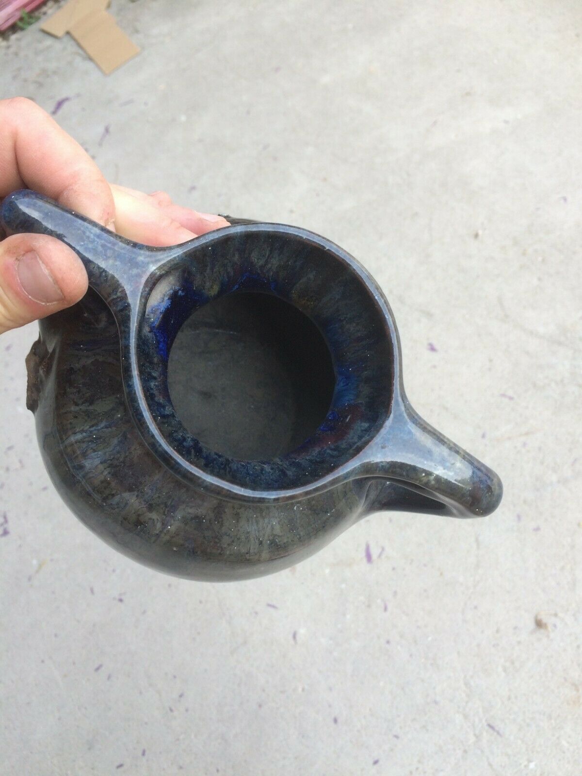 Sandstone vase enamelled art studio Jack Labrec