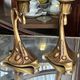 Pair of Art Nouveau style candlesticks. Solid bronze.