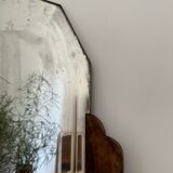 Large art deco beveled mirror in walnut