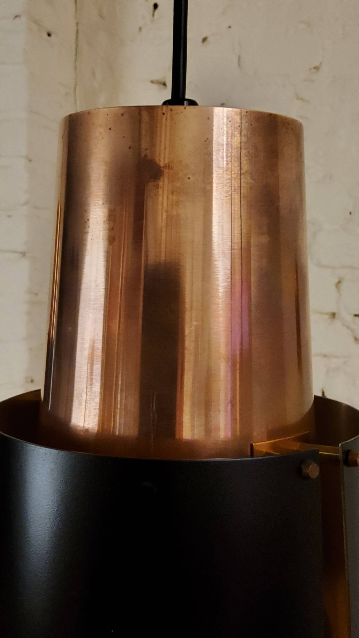 Vintage black brass 'østerport' pendant and wall lamp by Bent Karlby for Lyfa, Denmark 1960s