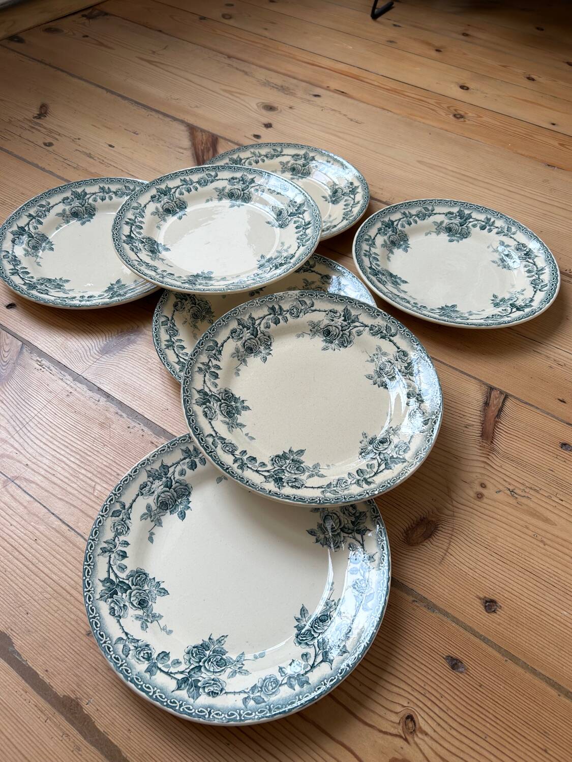 Set of 7 old flat plates