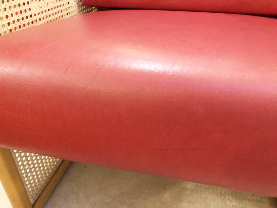 Vintage wooden and cane armchair – 1980s
