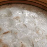 Nacre and rattan tray