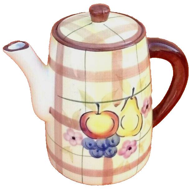Ceramic coffee maker with fruit decoration