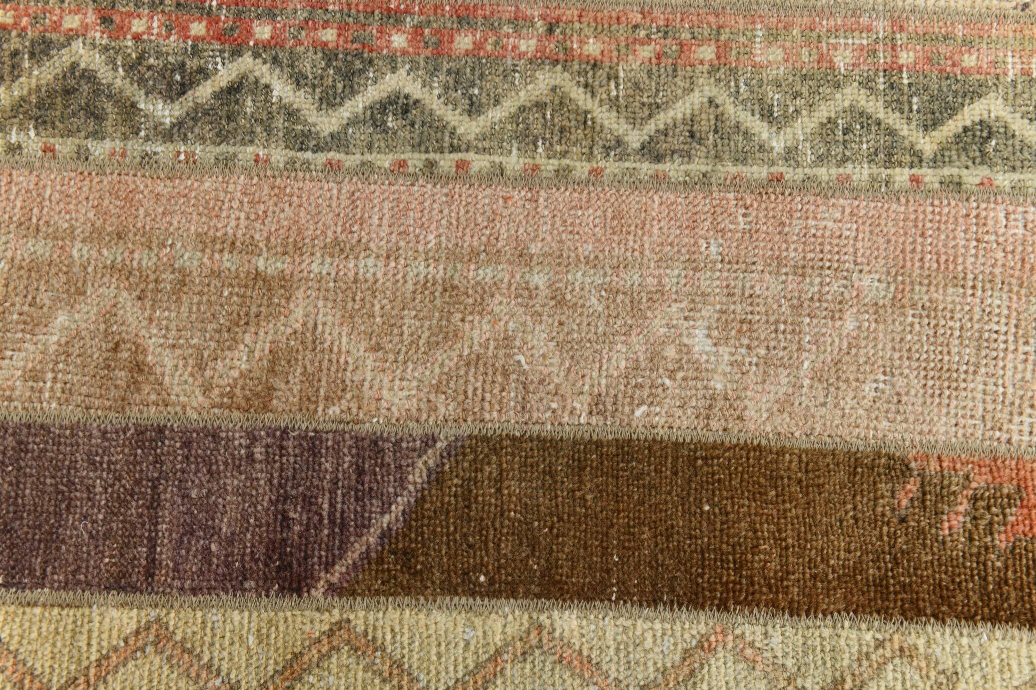 Cream Beige Turkish Vintage Runner Rug, 80x224Cm