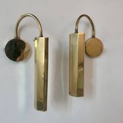 Pair of vintage adjustable wall lights, solid brass, France 1970