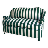 Small green striped sofa