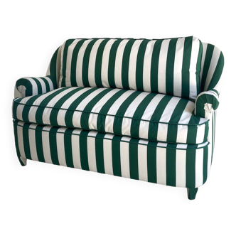 Small green striped sofa