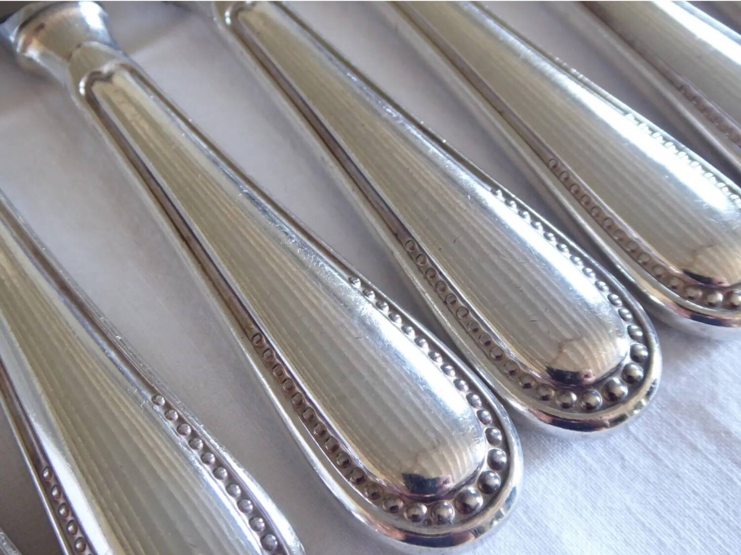 12 sfam dessert knives silver metal 21 cm