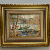 Oil on canvas : lake landscape